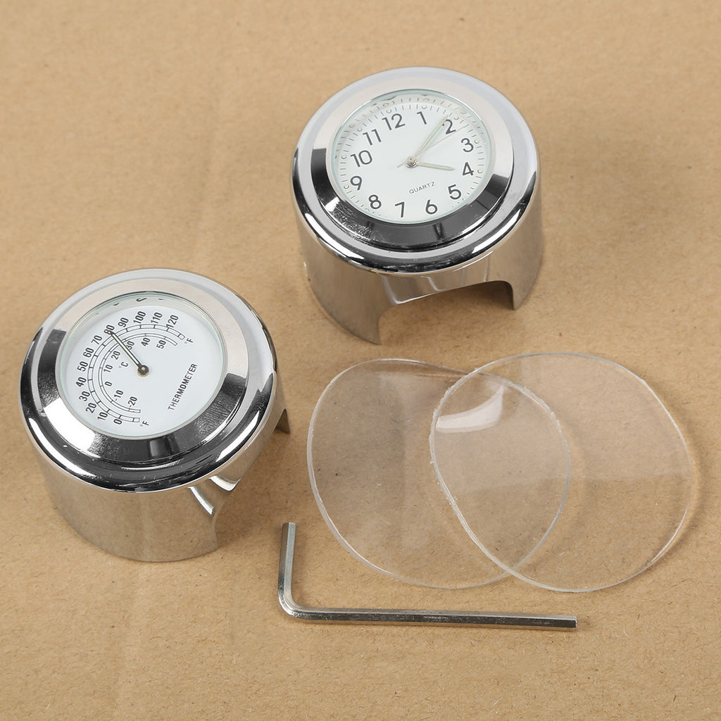 TCMT 7/8-1" Handlebar Dial Clock Temp Thermometer Fits For Suzuki Crusier Chopper