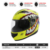 TCMT Yellow Shark Youth Kids DOT Full Face Motorcycle Helmet