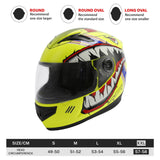 TCMT Yellow Shark Youth Kids DOT Full Face Motorcycle Helmet