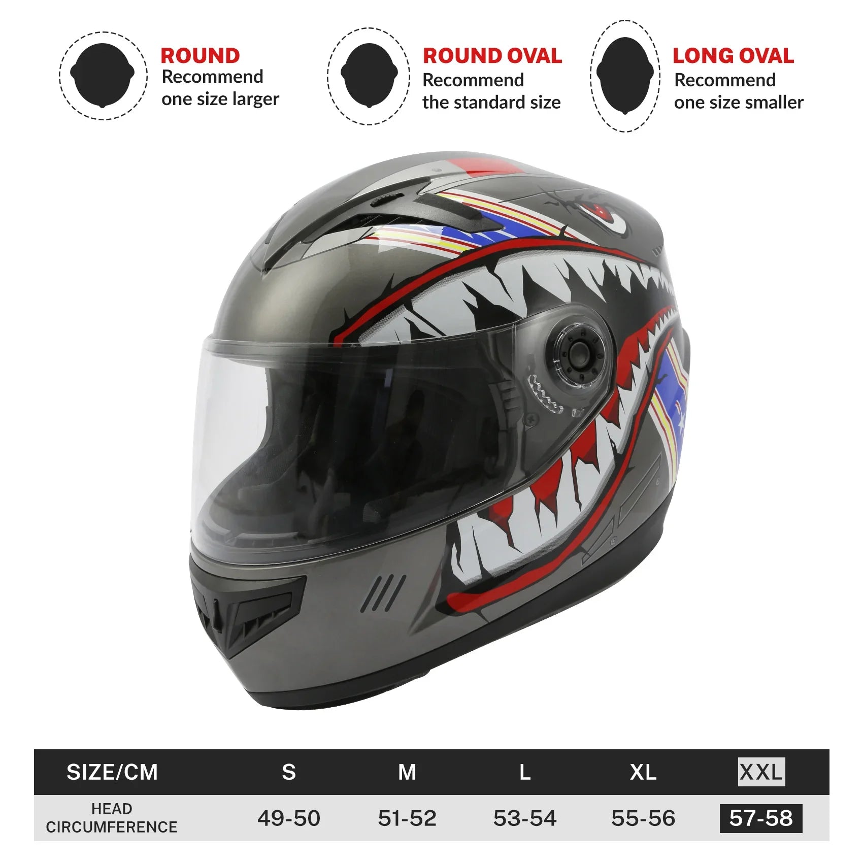 TCMT Gray Shark Youth Kids DOT Full Face Motorcycle Helmet TCMT Gray Shark Youth Kids DOT Full Face Motorcycle Helmet