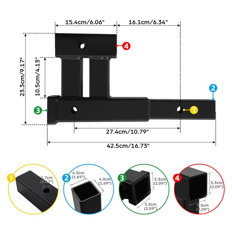 Sell 2" Dual Hitch Receiver Extender Extension 4000 LBS Rise Drop Towing Trailers RV In Rowland - Foto 6