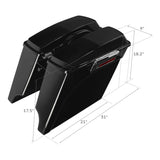 TCMT Vivid Black 5" Stretched Hard Saddlebags 6"x9" CVO Speaker Lids Fit For Harley Touring '93-'13