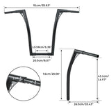 TCMT 10'' 12'' 14'' 16''18" 20" Rise 1.25" Handlebar Bar Black For Harley Davidson FLST FXST - TCMTMOTOR