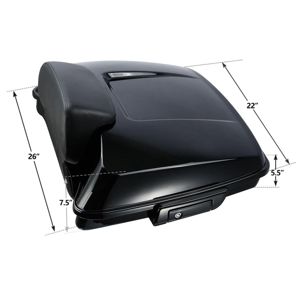TCMT 5.5" Razor Trunk Luggage & Backrest Pad Fit For Harley Touring Tour Pak 2014-2022 - TCMTMOTOR