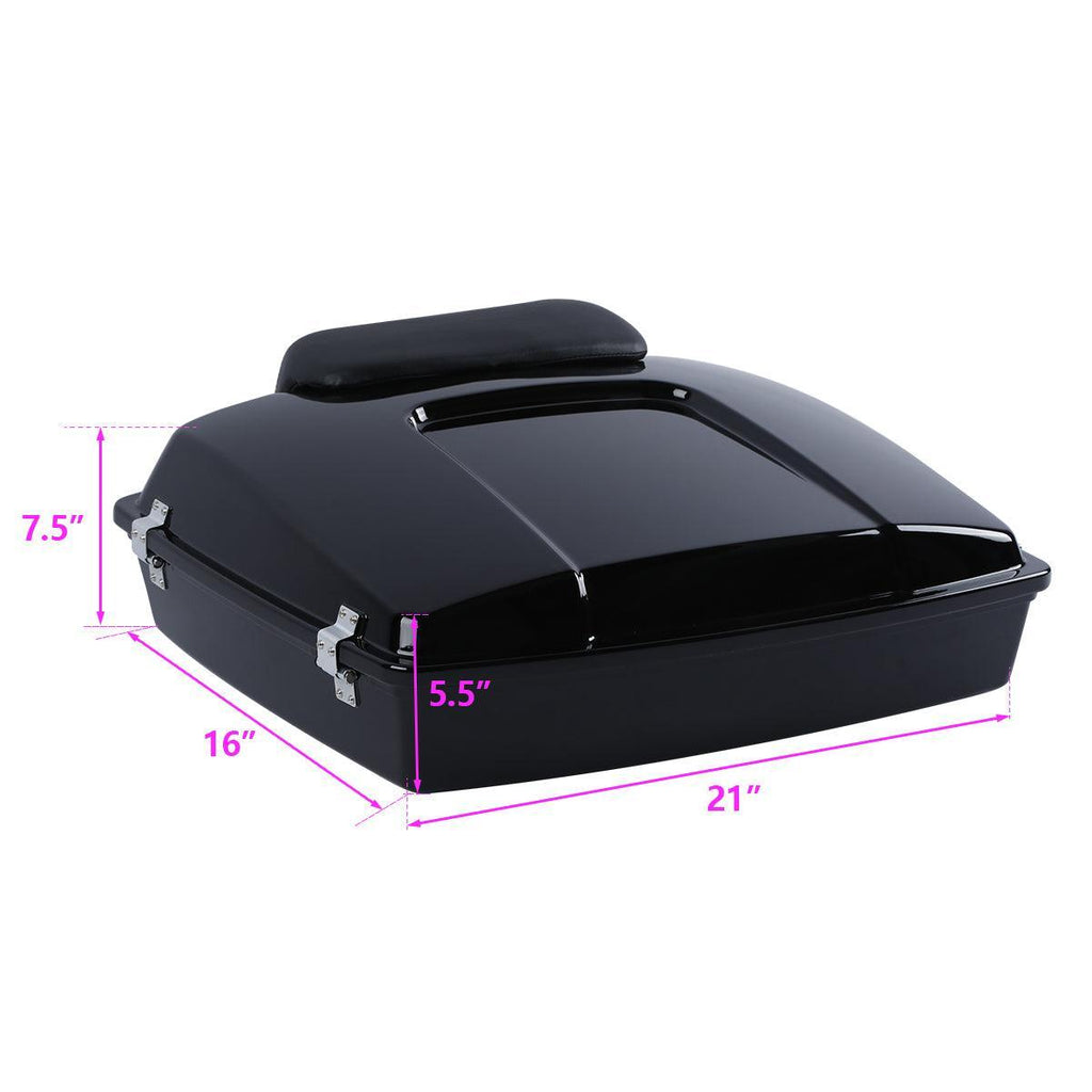TCM BAULE PORTAOGGETTI RAZOR CON PORTA PACCHI PER HARLEY TOURING 2014-2023, NERO LUCIDO