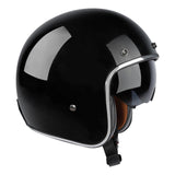 TCMT Adult 3/4 Open Face DOT Motorcycle Vintage Retro Black Helmet with Visor - TCMT