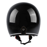 TCMT Adult 3/4 Open Face DOT Motorcycle Vintage Retro Black Helmet with Visor - TCMT