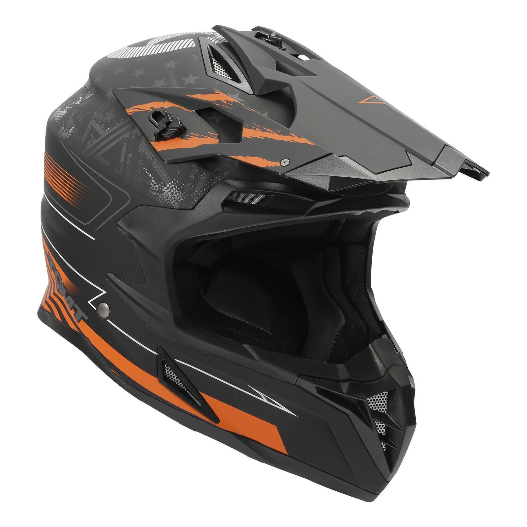 TCMT Adult Black & Orange Full Face DOT Motocross Off-Road Helmet, L