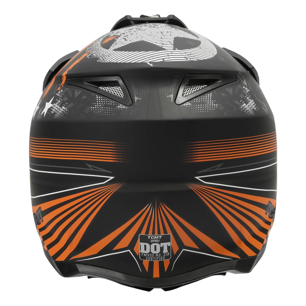 TCMT Adult Black & Orange Full Face DOT Motocross Off-Road Helmet, L