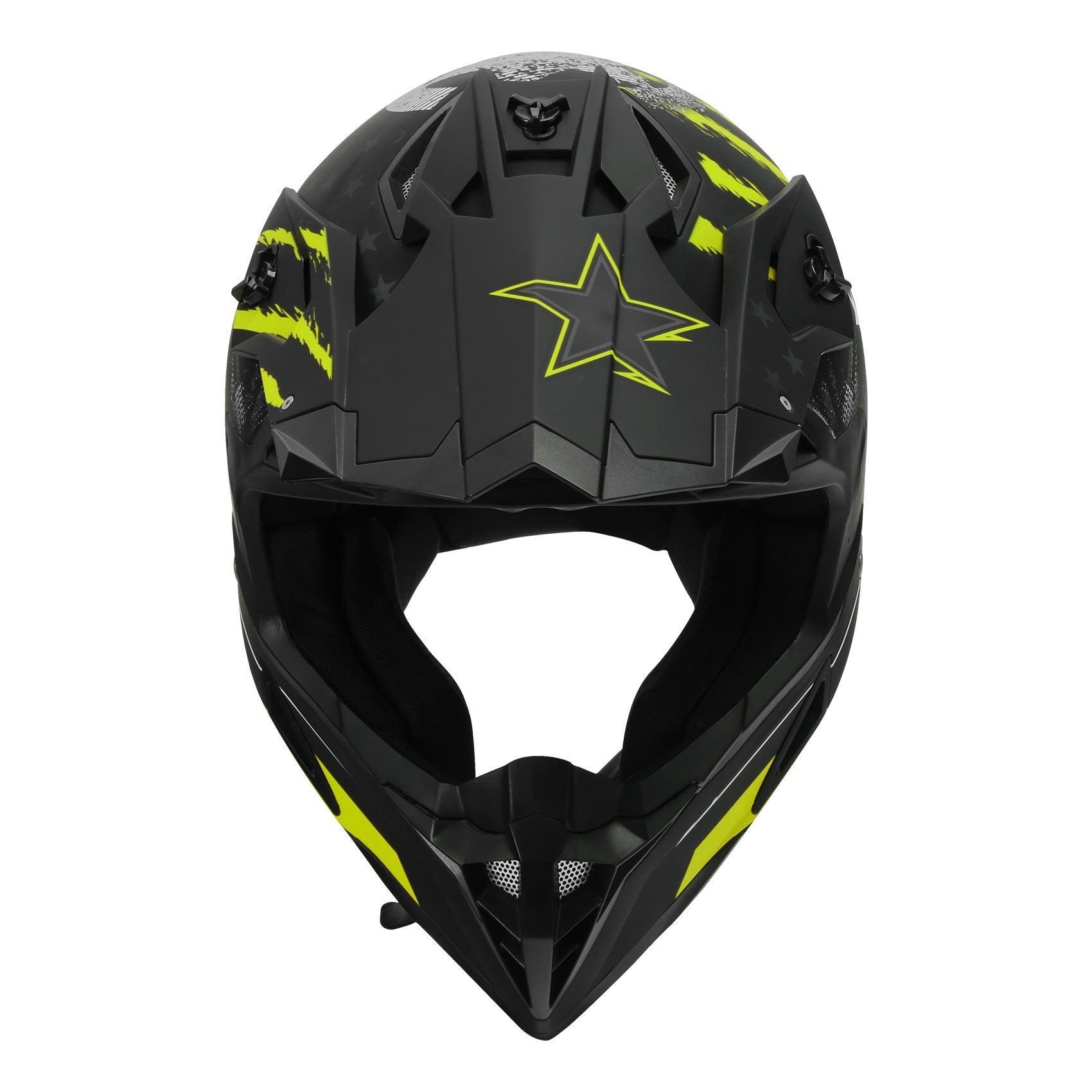TCMT Adult Black & Yellow Full Face DOT Motocross Off-Road Helmet