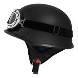 TCMT Adult Half Face DOT Motorcycle German Helmet Pilot Goggles Black - TCMT