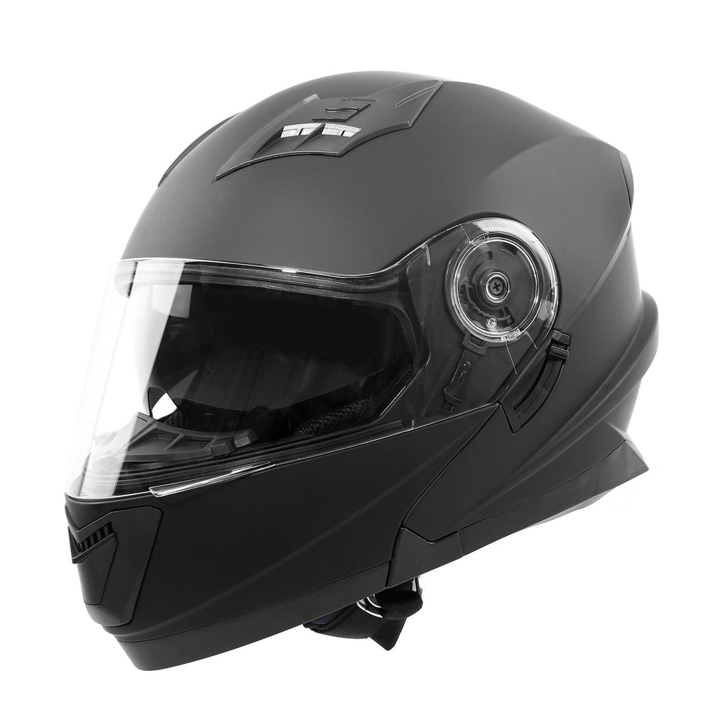 TCMT Adult Full Face Dual Visor DOT Motorcycle Helmet Matte Black - TCMTMOTOR