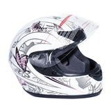 TCMT Adult Full Face DOT Motorcycle Helmet White Pink Butterfly - TCMTMOTOR