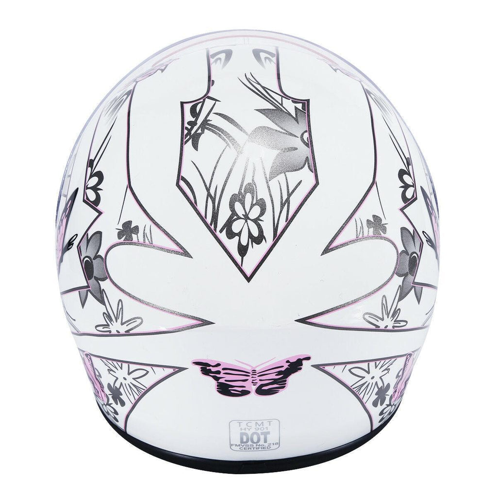 mt butterfly helmet TCMT Adult Pink Butterfly Full Face DOT Motorcycle Helmet, L