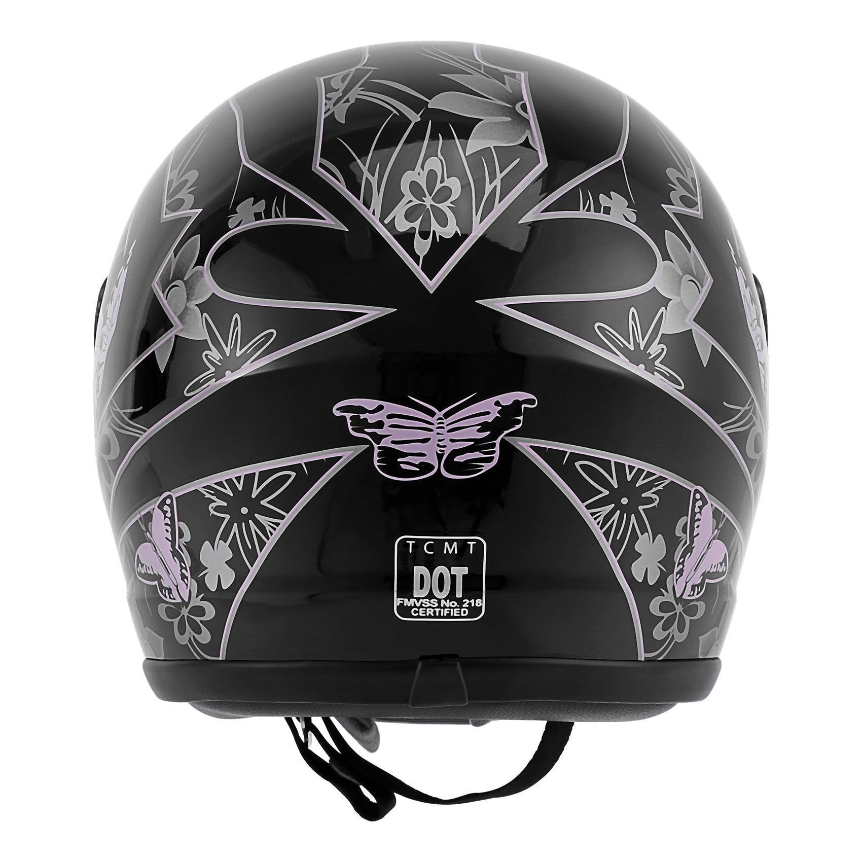 TCMT Adult Purple Butterfly Full Face DOT Motorcycle Helmet TCMT Adult Purple Butterfly Full Face DOT Motorcycle Helmet
