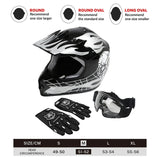 TCMT Black Skull Youth Kids DOT Motocross Off-Road Helmet - TCMT