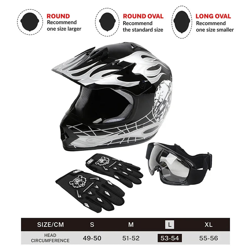 dirt bike helmet size guide TCMT Black Skull Youth Kids DOT Motocross Off-Road Helmet, L 822 Product Type Model:SRN-C-6101M Hello Kitty Faux Leather select_fishing_tackle