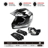 TCMT Black Skull Youth Kids DOT Motocross Off-Road Helmet - TCMT