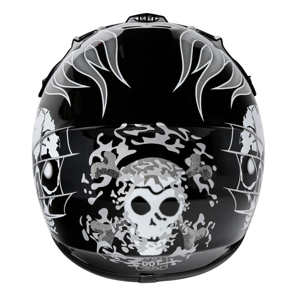 female skull motorcycle helmet TCMT Black Skull Youth Kids DOT Motocross Off-Road Helmet, S