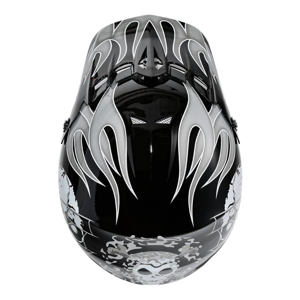 black and white skull motorcycle helmet TCMT Black Skull Youth Kids DOT Motocross Off-Road Helmet, S