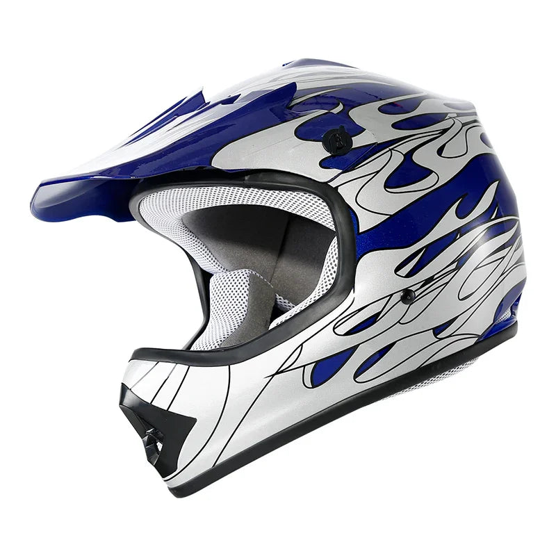 TCMT Blue Flame Youth Kids DOT Motocross Off-Road Helmet