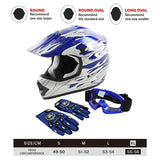 TCMT Blue Flame Youth Kids DOT Motocross Off-Road Helmet - TCMT