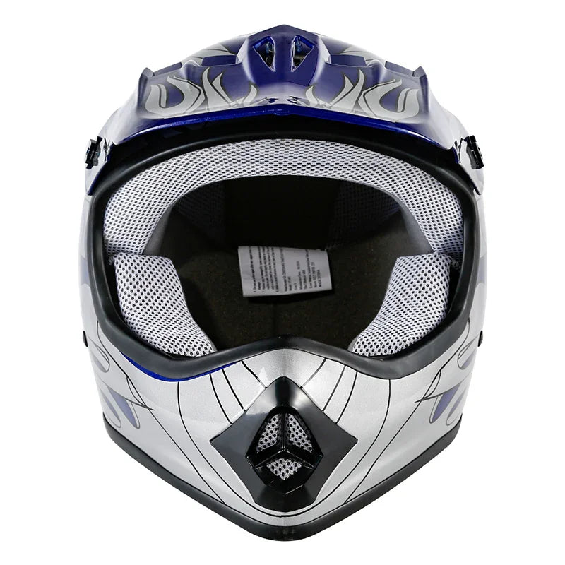 TCMT Blue Flame Youth Kids DOT Motocross Off-Road Helmet, L