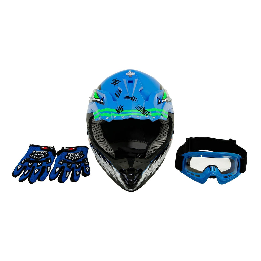 TCMT Youth Kids DOT Motocross Off-Road Helmet Blue - TCMTMOTOR