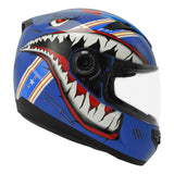 TCMT Youth Kids DOT Full Face Motorcycle Helmet Blue Shark - TCMTMOTOR