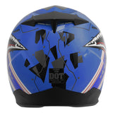 TCMT Youth Kids DOT Full Face Motorcycle Helmet Blue Shark - TCMTMOTOR