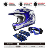 TCMT Blue Skull Youth Kids DOT Motocross Off-Road Helmet - TCMT