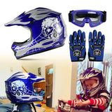 TCMT Blue Skull Youth Kids DOT Motocross Off-Road Helmet - TCMT
