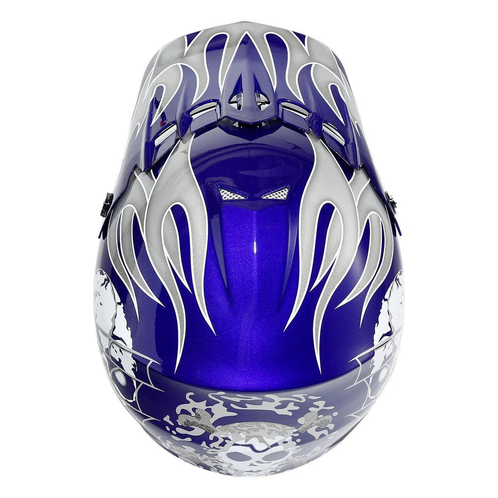 blue skull motorcycle helmets TCMT Blue Skull Youth Kids DOT Motocross Off-Road Helmet