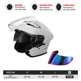 TCMT DOT 3/4 Open Face Motorcycle Adult Helmet Dual Visor Extra Shield Scooter - TCMT