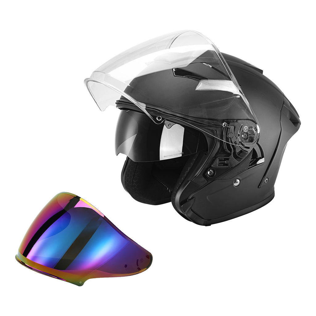 TCMT DOT 3/4 Open Face Motorcycle Adult Helmet Dual Visor Extra Shield Scooter TCMT DOT 3/4 Open Face Motorcycle Adult Helmet Dual Visor Extra Shield Scooter