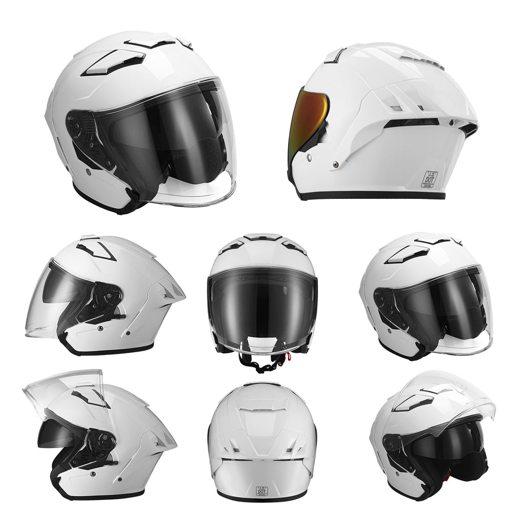 TCMT DOT 3/4 Open Face Motorcycle Adult Helmet Dual Visor Extra Shield Scooter TCMT DOT 3/4 Open Face Motorcycle Adult Helmet Dual Visor Extra Shield Scooter