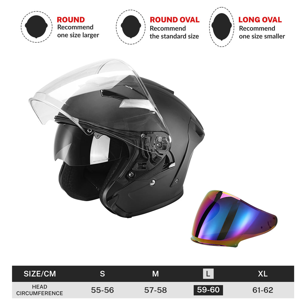 TCMT DOT 3/4 Open Face Motorcycle Adult Helmet Dual Visor Extra Shield Scooter, White / S TCMT DOT 3/4 Open Face Motorcycle Adult Helmet Dual Visor Extra Shield Scooter, White / S