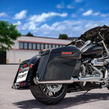 TCMT Glossy Black 4" Extended Stretched Hard Saddlebags 6"x9" CVO Speaker Lids Fit For Harley Touring '14-'23 - TCMT
