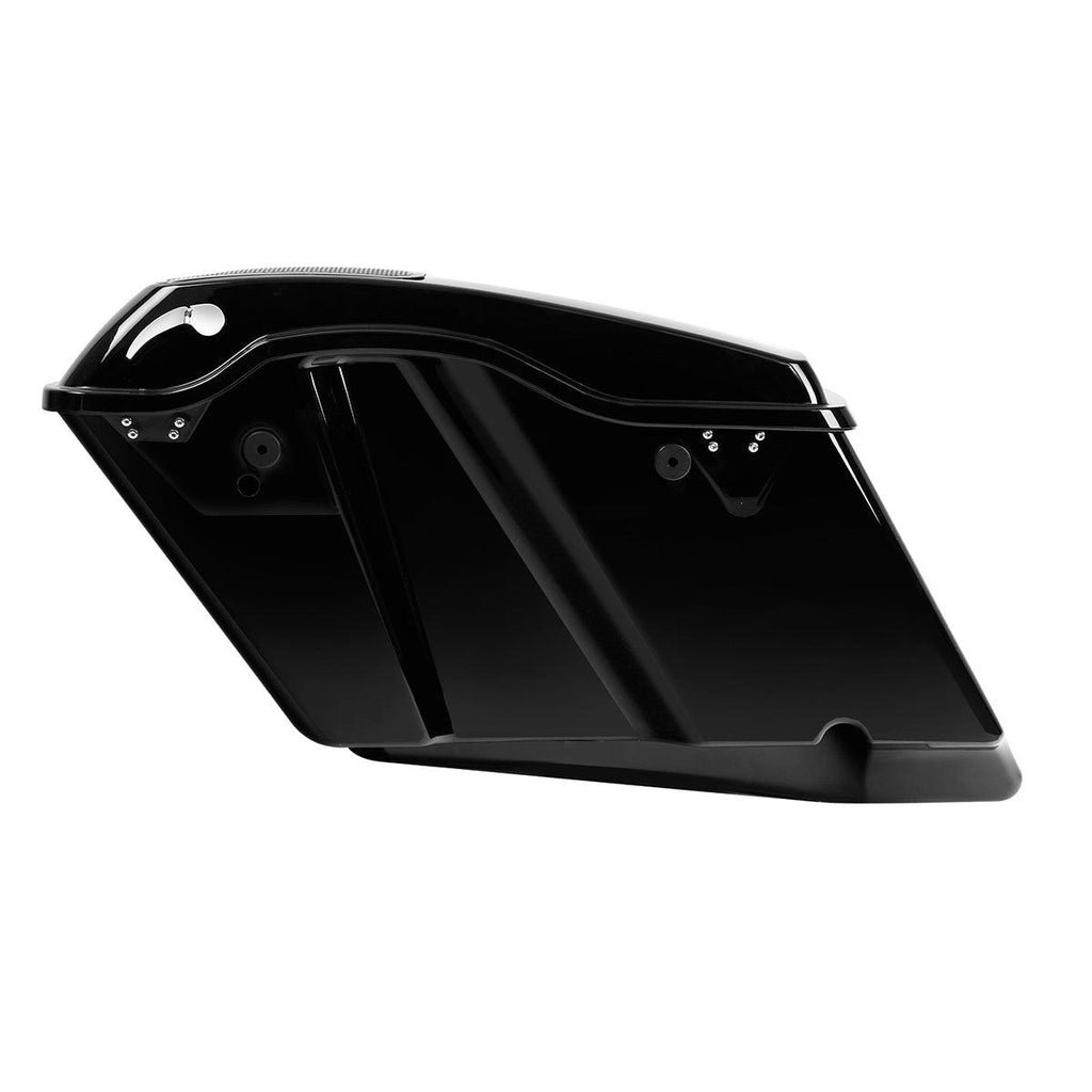 TCMT 4" Extended Stretched Hard Saddlebags 6"x9" CVO Speaker Lids Fit For Harley Touring 2014-2022 Glossy Black - TCMTMOTOR