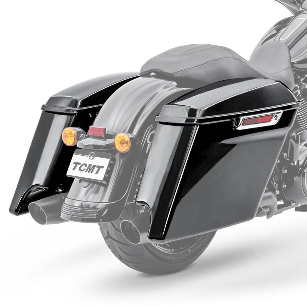 TCMT Glossy Black 4" Extended Stretched Hard Saddlebags Fit For Harley Touring '14-'23 - TCMT