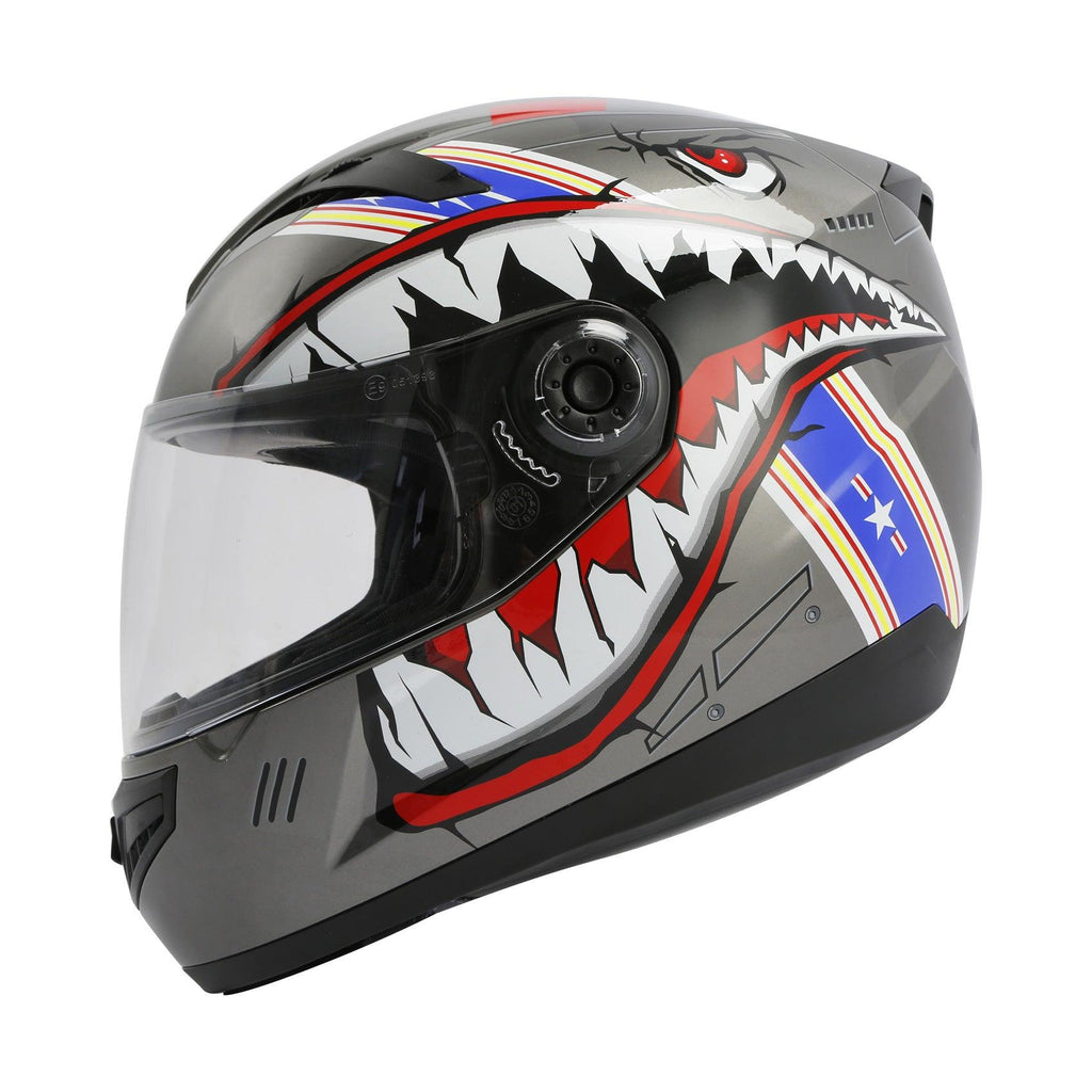 TCMT Youth Kids DOT Full Face Motorcycle Helmet Gray Shark - TCMTMOTOR