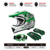 TCMT Green Flame Youth Kids DOT Motocross Off-Road Helmet - TCMT