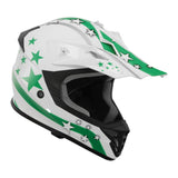 TCMT Youth Kids DOT Motocross Off-Road Helmet White / Green Star - TCMTMOTOR
