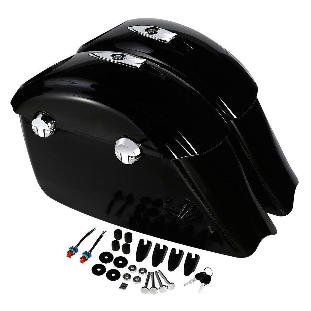 TCMT Hard Saddlebags w/ Electronic Latch Audio Lid Fit For Indian Chieftain 2014-2018, Roadmaster 2015-2023, Springfield 2016-2023 - TCMT