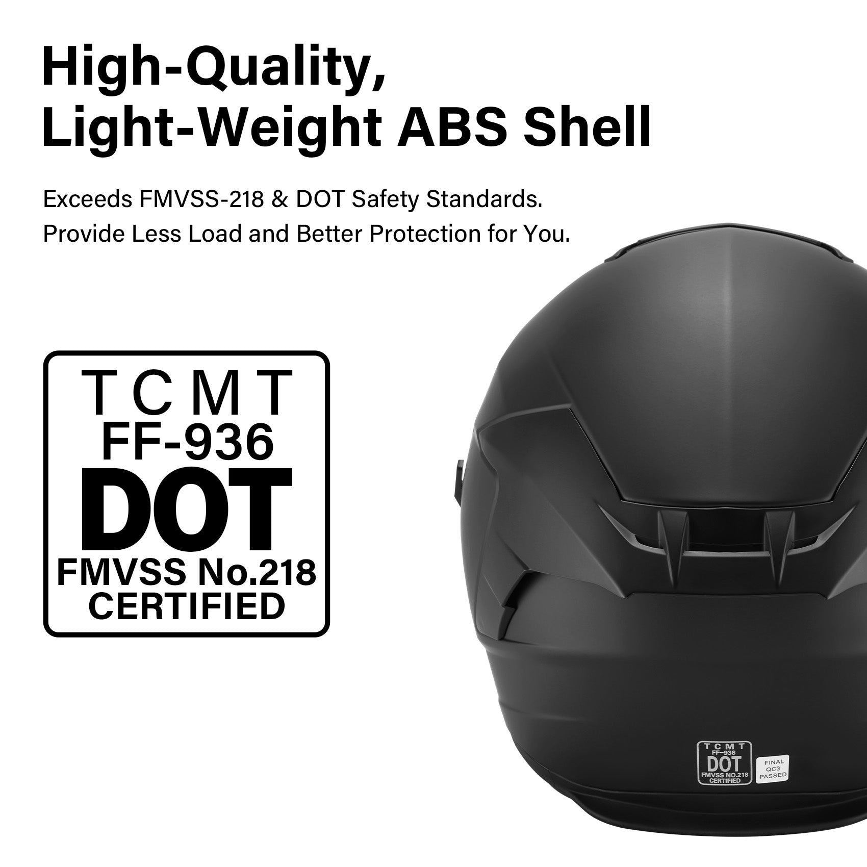 TCMT Matte Black DOT Full Face Motorcycle Helmet w/Dual Visor Extra Tinted Shield Bluetooth Ready, L