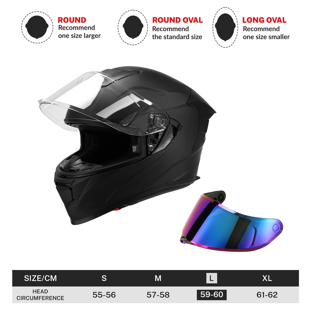 dot motorcycle bluetooth helmet TCMT Matte Black DOT Full Face Motorcycle Helmet w/Dual Visor Extra Tinted Shield Bluetooth Ready, L