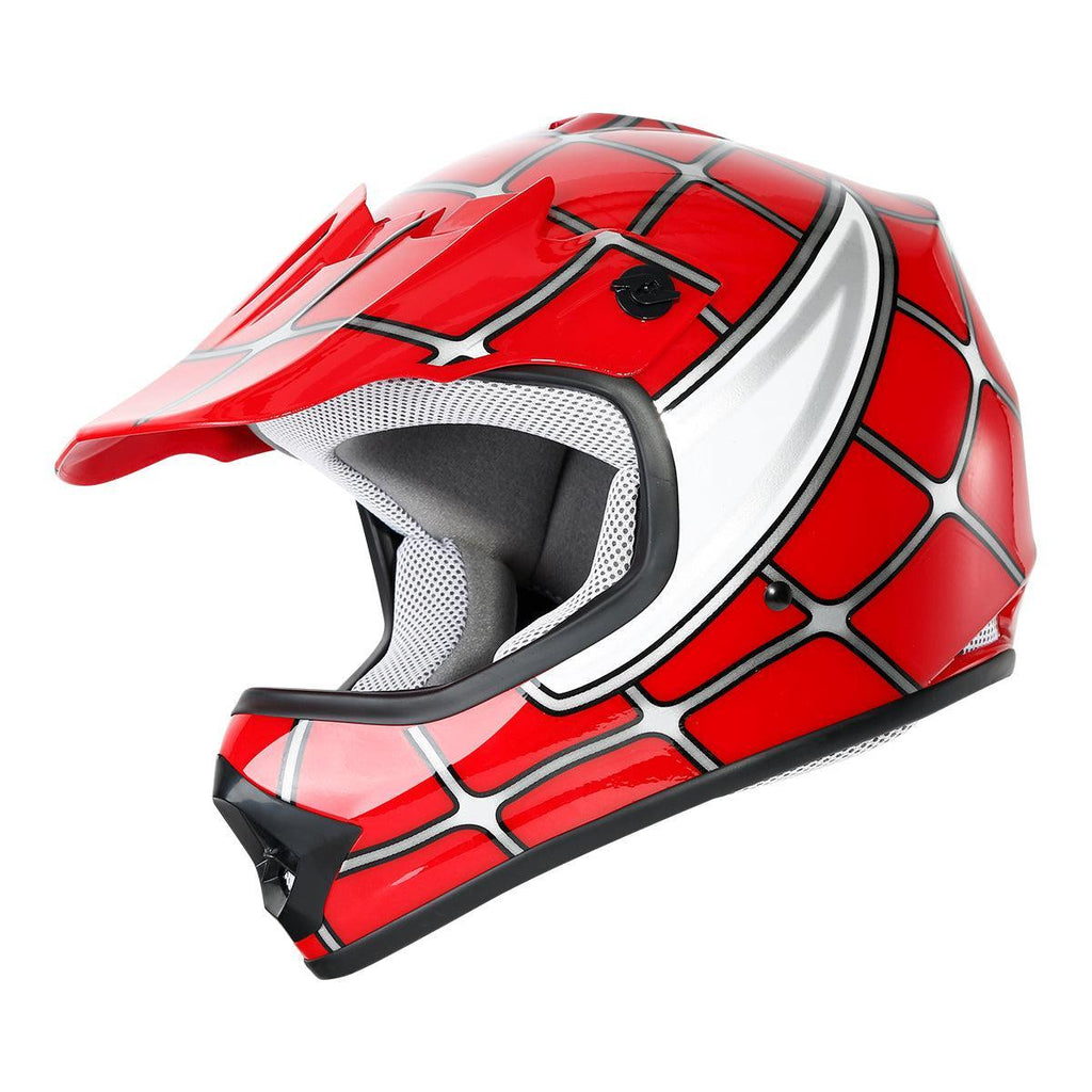 5 year old boy bike helmet red and black TCMT Red Spider Youth Kids DOT Motocross Off-Road Helmet, S