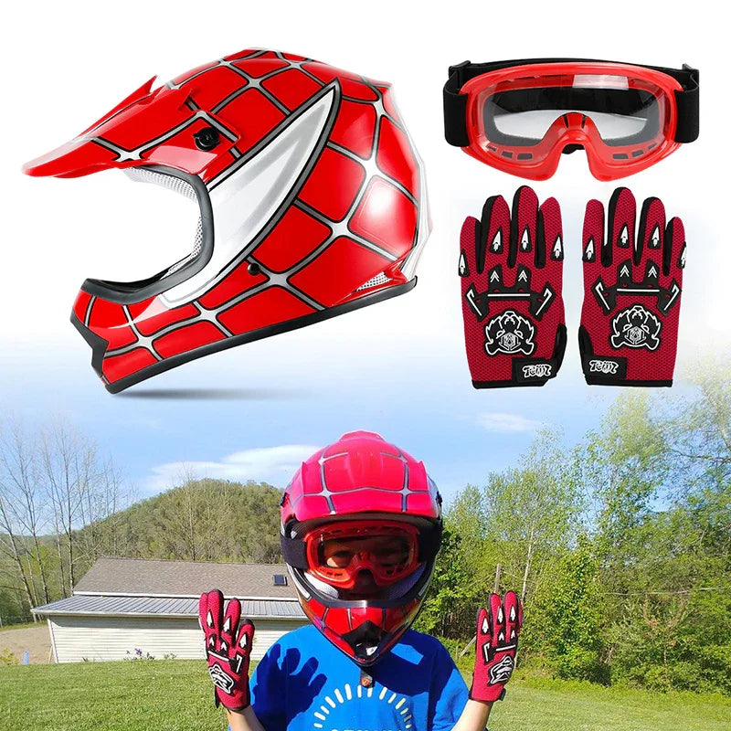 TCMT Red Spider Youth Kids DOT Motocross Off-Road Helmet, S
