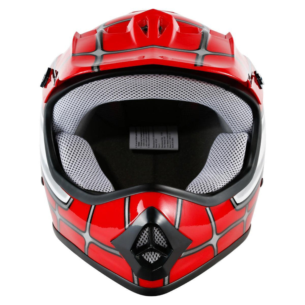 dot certified spiderman motorcycle helmet TCMT Red Spider Youth Kids DOT Motocross Off-Road Helmet, S