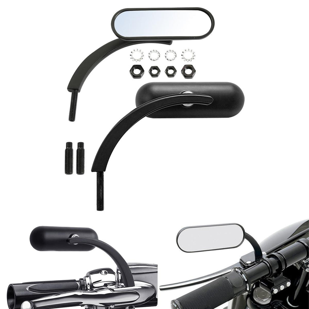 TCMT Universal 8mm 10mm M8 M10 Mini Oval Rear View Mirrors Fit For Harley Touring Softail Dyna Sportster - TCMT